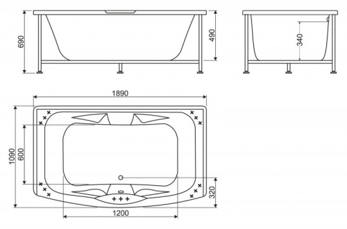 Ванна акриловая BelBagno BB105-190-110 189 x 109 см