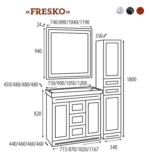 Fresko 35 L с 2-мя ящиками черный патина Л-Фре05035-02172ЯЛ