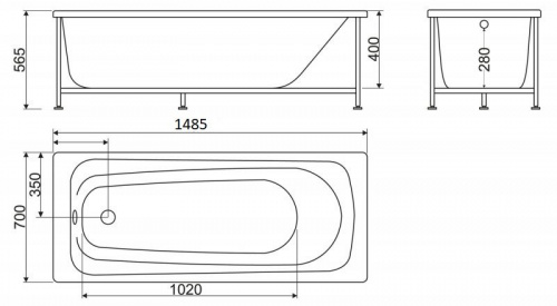 Ванна акриловая BelBagno BB102 160 x 70 x 40 см пристенная