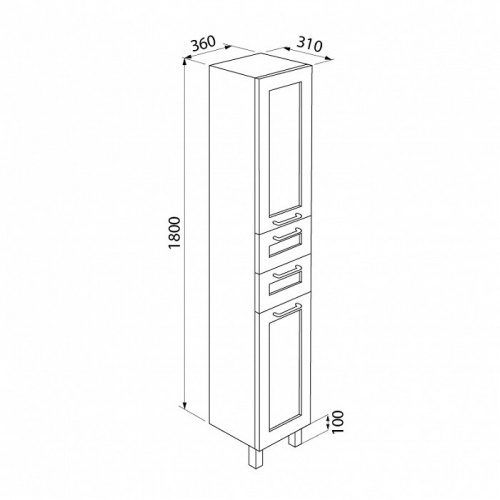 Шкаф-пенал IDDIS Sena 36 напольный белый/дерево (SEN3600i97)