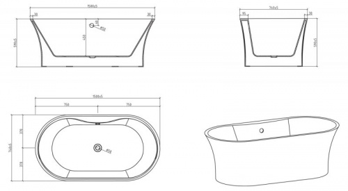 Ванна акриловая BelBagno BB201-1700-800, 170x80 см