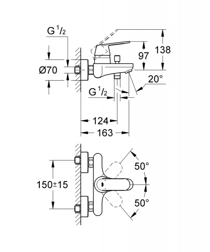 Ванна короткий COSMOPOLITAN GROHE 32831000