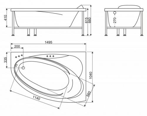 Ванна акриловая BelBagno BB106-150-105 150x105x41 см