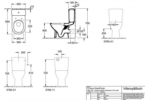 Унитаз Villeroy&Boch O'novo 5661 R001 с бачком 5760 S101