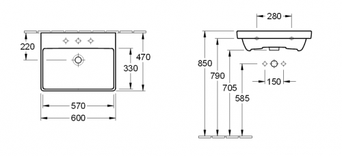 Раковина Villeroy&Boch Avento 41586001 60 см alpin