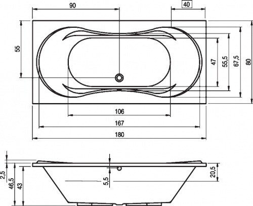 Ванна акриловая Riho Supreme 180 x 80 см