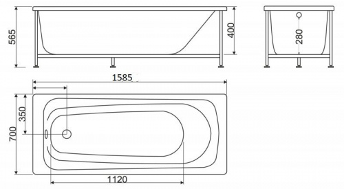 Ванна акриловая BelBagno BB102 170 x 70 см