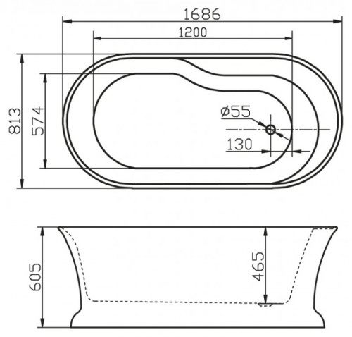 Ванна акриловая BelBagno BB300 170 x 80 см
