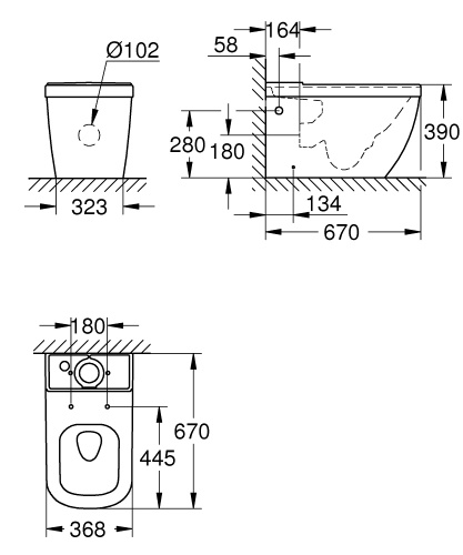 Унитаз компакт, безободковый Grohe Euro Ceramic 3933800H