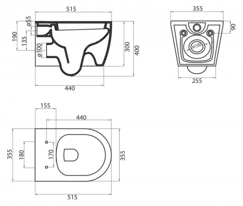 Унитаз подвесной BelBagno Marino BB105CHR, безободковый