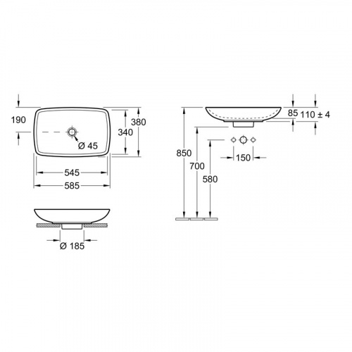 Раковина Villeroy&Boch Loop&Friends 515400R2, Star White CeramicPlus (Ярко-белый)