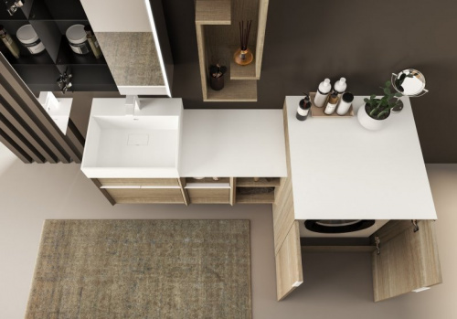 Шкафчик подвесной c двумя открытыми полками,30х45х50, CEZARES SPACE, исполнение: Rovere Bruges