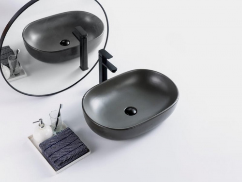 Раковина накладная керамическая, серая матовая, BelBagno BB1084, BB1084-H311