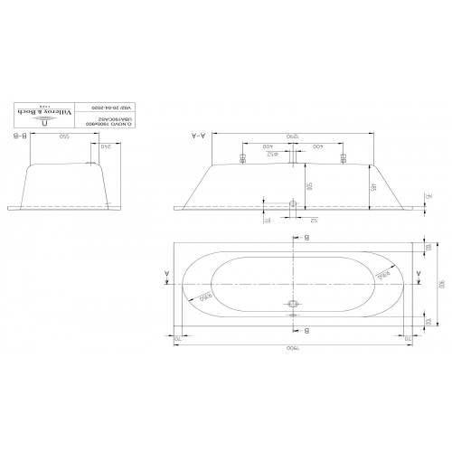 Ванна Villeroy & Boch O.novo 190x90 см акриловая UBA190CAS2V-01
